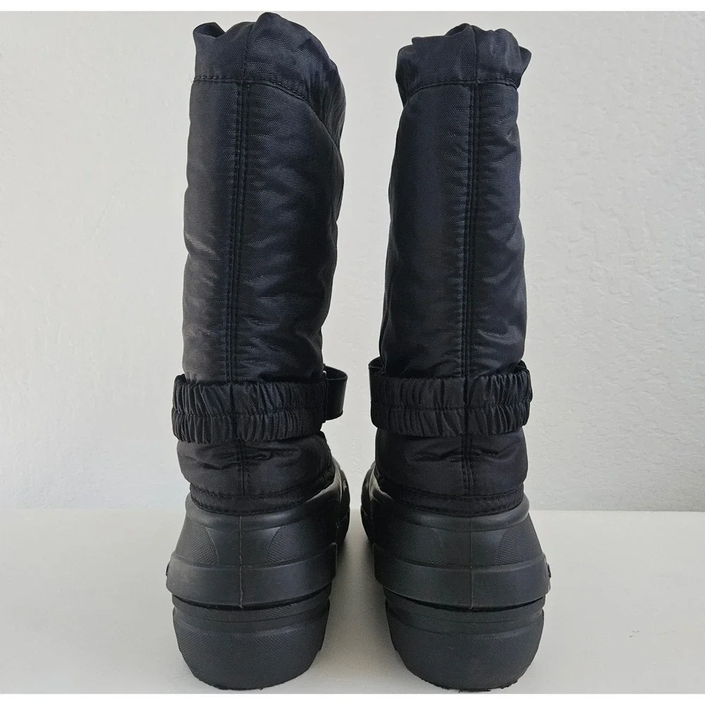Sorel Flurry Snow Boots Youth 6 Black Blue Waterproof Warm Lining NY1810-010
